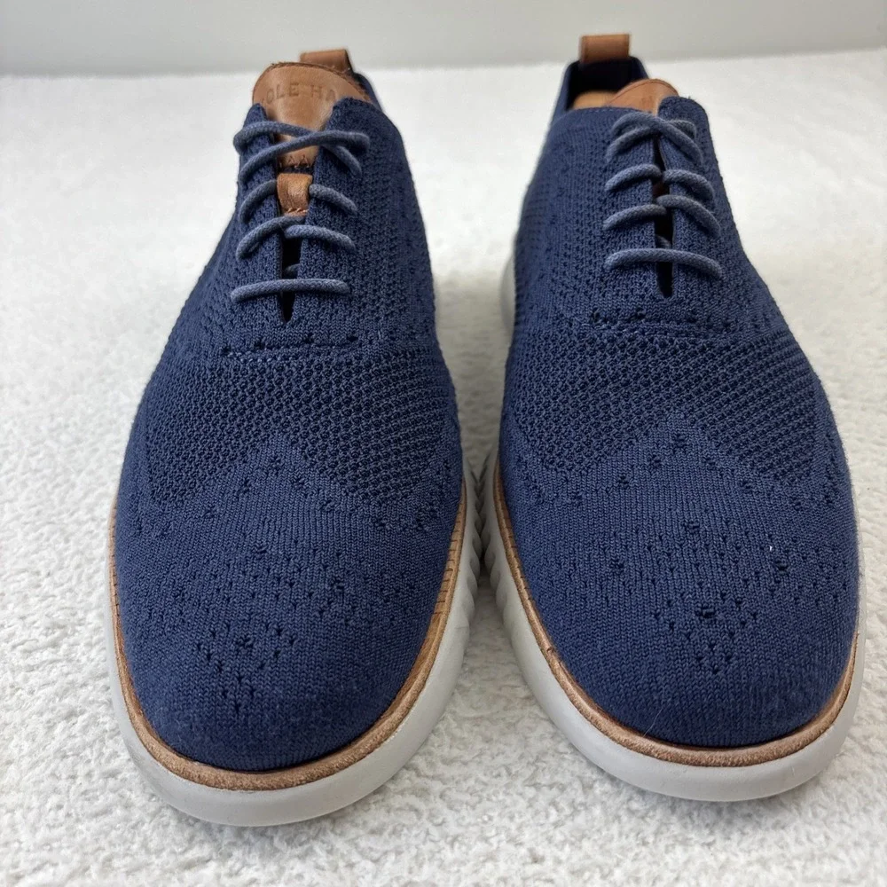 COLE HAAN '2.Zerogrand Stitchlite Wingtip Oxfords' Mens 11 Navy Blue Dress Shoes